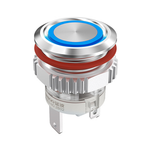 蓝波16mm防水按钮开关自锁大电流带指示灯红色蓝色发光220V