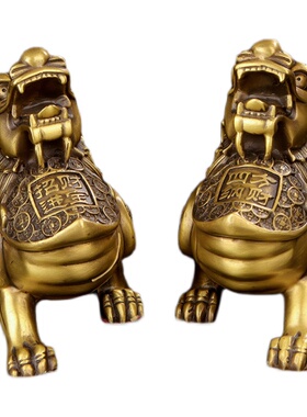 纯铜貔貅摆件招财金钱貔貅一对