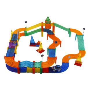 电动彩窗磁力片轨道车儿童百变磁性积木拼搭汽车火车轨道益智玩具