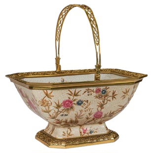 卡斯特兰轻奢果盘家居高档插花瓶玄关收纳盒客厅零食盘摆件C5949