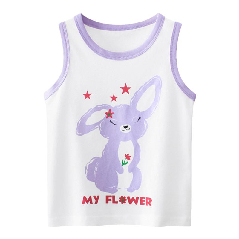 女童夏季纯棉卡通小兔子运动背心