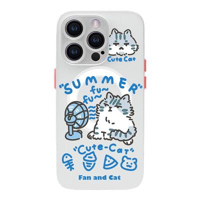 适用于苹果16透明磁吸猫咪手机壳