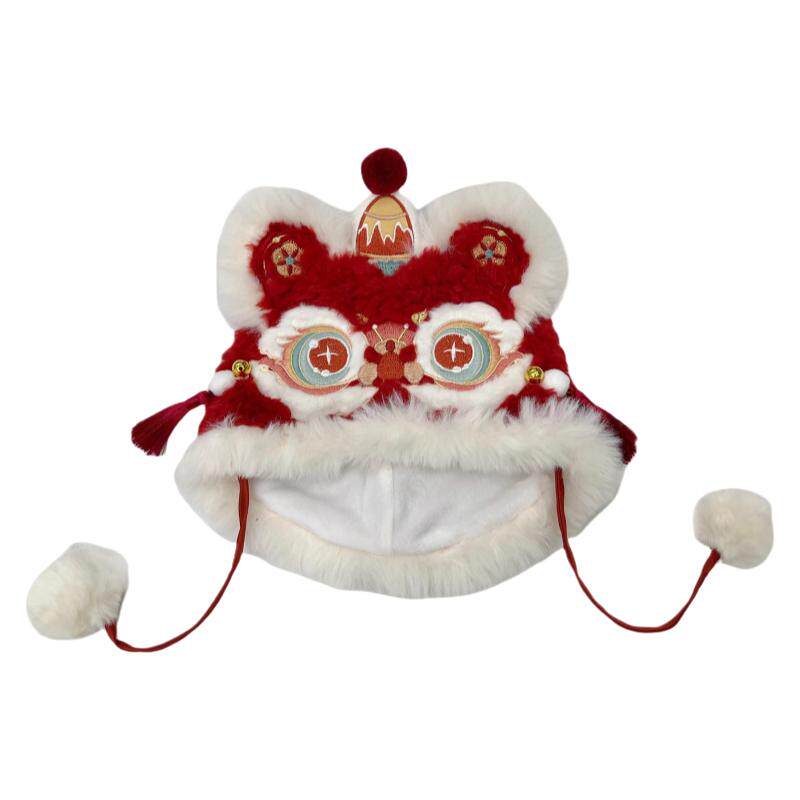 女童汉服拜年服新年帽子喜庆加厚秋冬落花流水冬季宝宝锦鲤加绒帽
