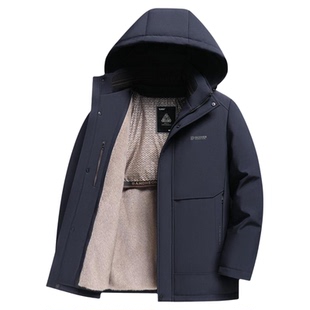 中老年外套男冬季短款连帽夹克中年加绒加厚棉服保暖棉衣爸爸棉袄