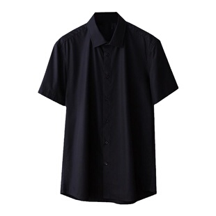 高品福利！气质黑！挺括有型！夏季薄款男士翻领商务休闲短袖衬衫