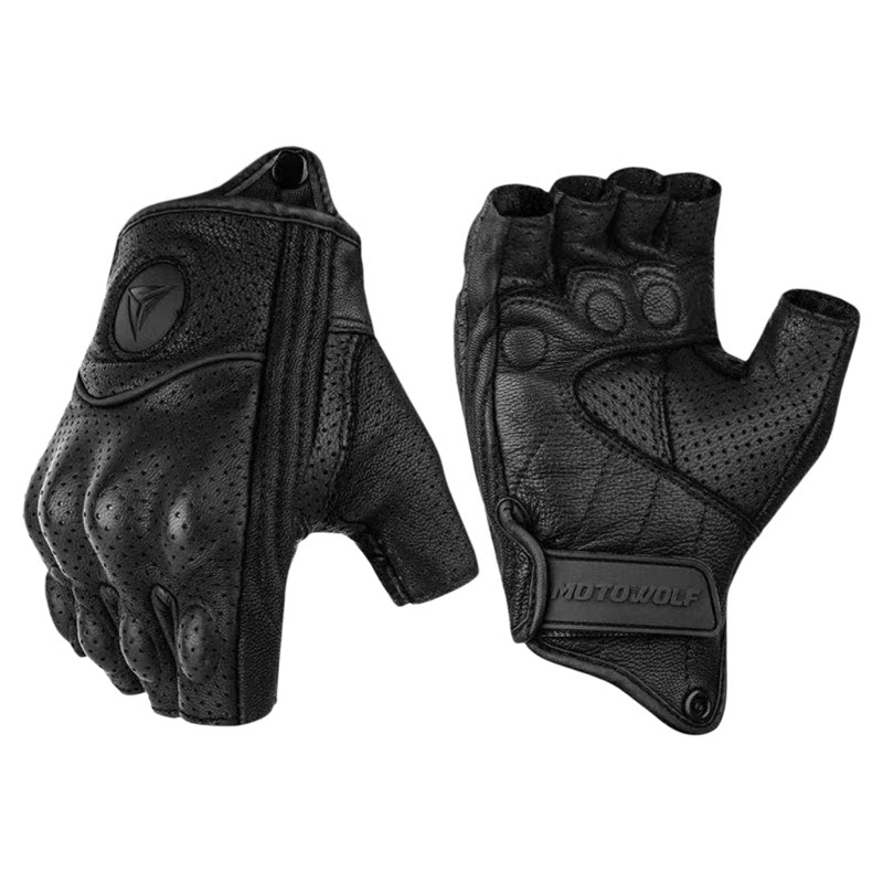摩多狼夏季真皮半指防摔透气手套