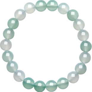 六桂福珠宝小清新玉髓手串女生渐变青绿手链玉石手饰新年礼物