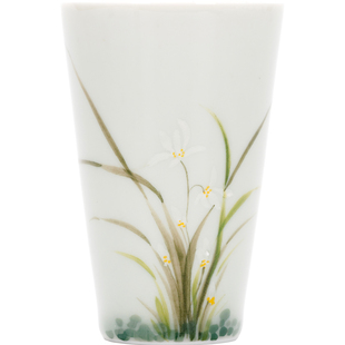 手绘素雅兰花主人杯单杯大号男女专用品茗杯功夫茶杯兔年杯子陶瓷