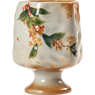 景德镇陶瓷茶杯美陶设计师创意手绘咖啡杯复古釉下彩高脚马克水杯