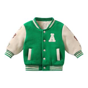 宝宝加绒外套秋冬装2022新款男童女童棒球服婴儿洋气儿童夹克上衣