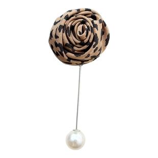 布艺豹纹玫瑰花苞胸针复古立体卷花个性简约衣服配件一字插针饰品