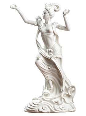 戴玉堂陶瓷摆件《天女散花》德化白瓷飞天玄关工艺品摆设家居饰品