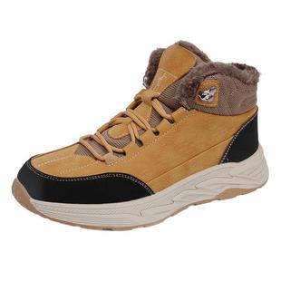 才子男鞋加绒加厚运动鞋男2023新款厚底防滑保暖休闲高帮雪地靴子