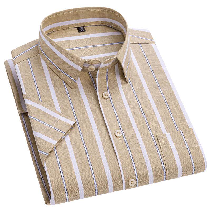 啄木鸟短袖衬衫男酒红色免烫商务正装纯色带口袋夏季新款黑色衬衣