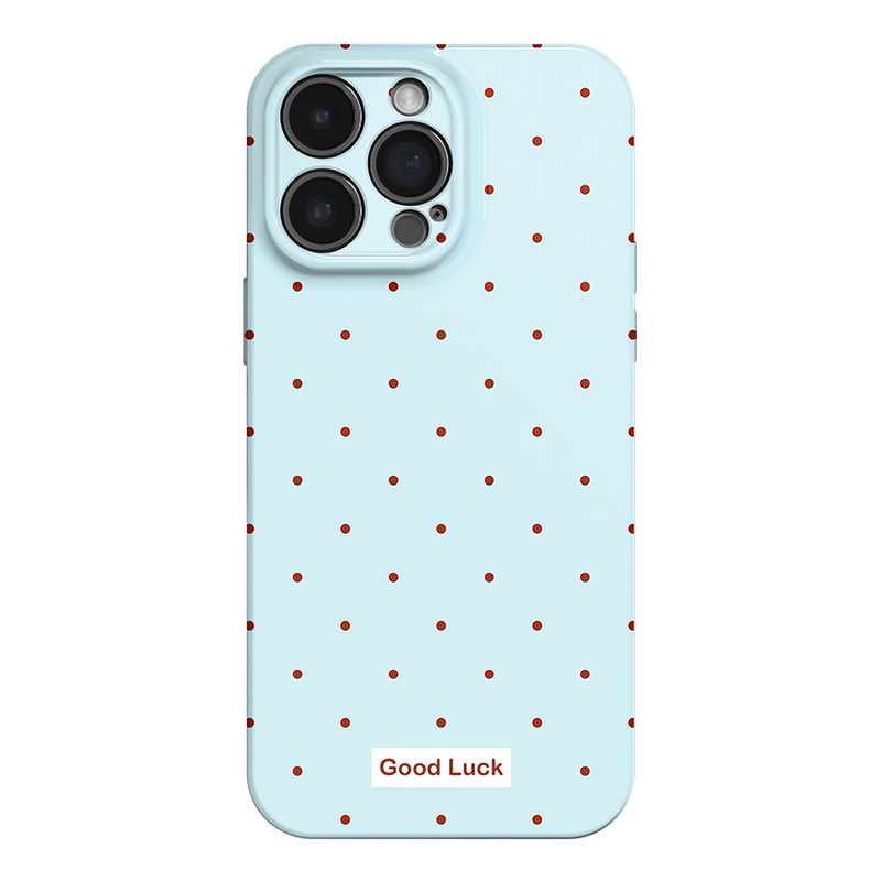 奶蓝波点 ins小清新适用苹果iphone17手机壳华为pura70小米15荣耀x50红米k80高级感小众vivox200新款一加ACE5