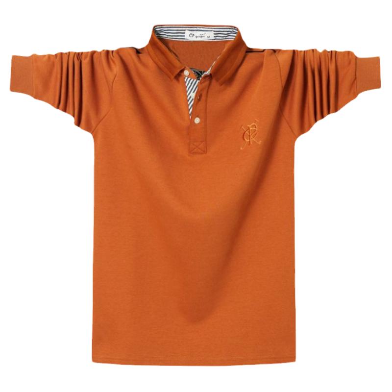 春秋重磅加肥加大码翻领长袖T恤男棉高级宽松肥佬休闲商务polo衫