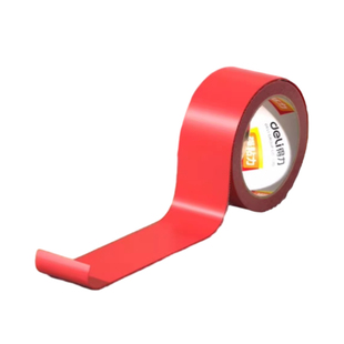 得力网格布基胶带双面胶不留痕贴春联对联专用红色高粘度强力固定贴春联无痕双面贴固定地毯防滑不留痕免打孔