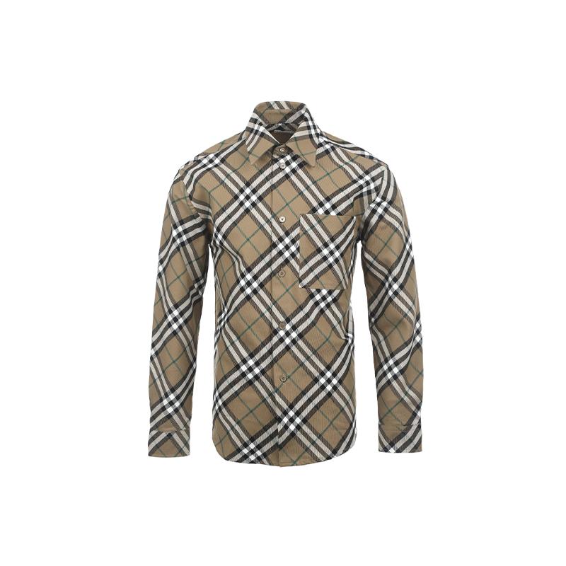 【自营】BURBERRY/博柏利男士棉质商务休闲经典格纹长袖衬衫衬衣