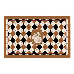 黑洛克美式复古入户地垫玄关通铺进门脚垫皮革防滑耐脏家用可定制