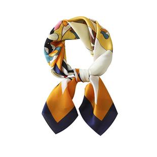 黄色丝巾小方巾女春秋冬季脖子装饰妈妈礼物薄围巾四方纱巾70x70