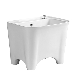 北欧大号洗拖布池家用墩布池阳台落地式陶瓷高脚拖把池卫生间地盆