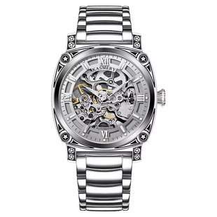 理查德系列男士手表男款复古雕花机械表全自动镂空潮流时尚男腕表