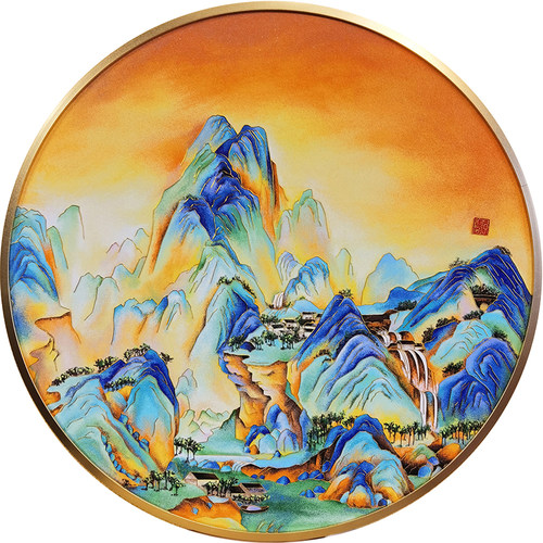 千里江山图景泰蓝掐丝珐琅画diy材料包 釉料成品定制玄关挂画非遗