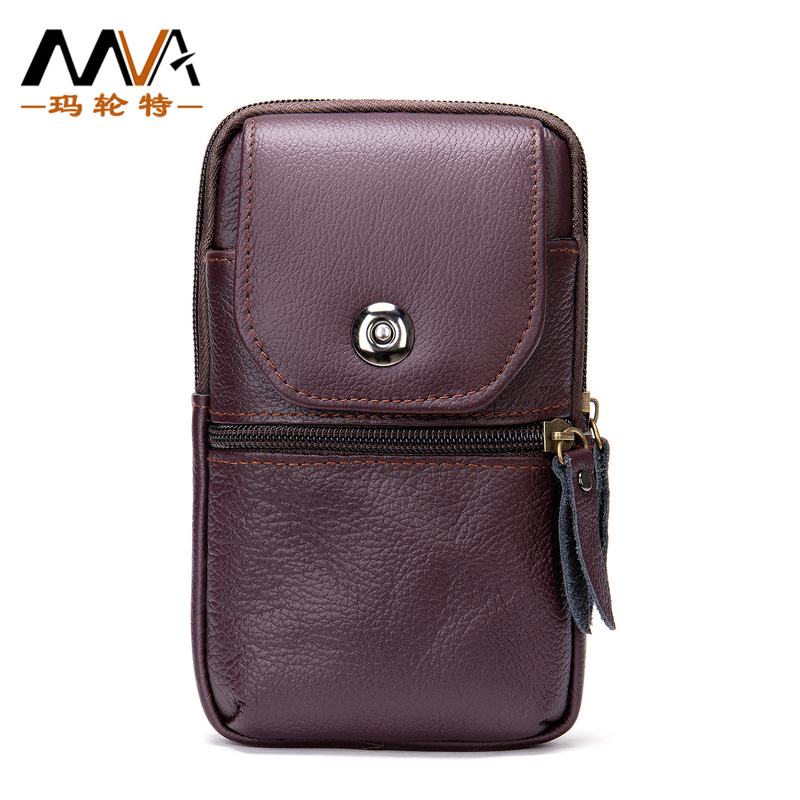 新品 欧美男士手机腰包真皮手机包男款腰间包穿皮带牛皮腰挂包