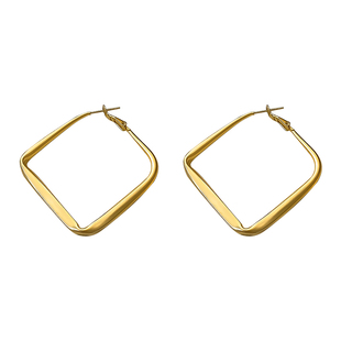 欧美大气金色方形耳环女士小众轻奢高级感耳圈方圆脸复古金属耳饰