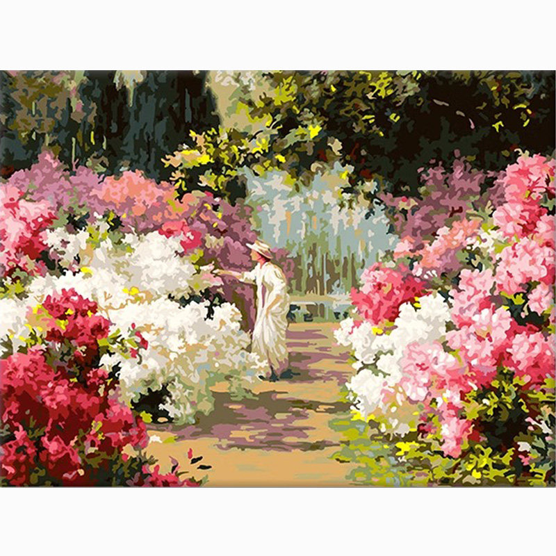 数字油画diy填色午后花园油彩画