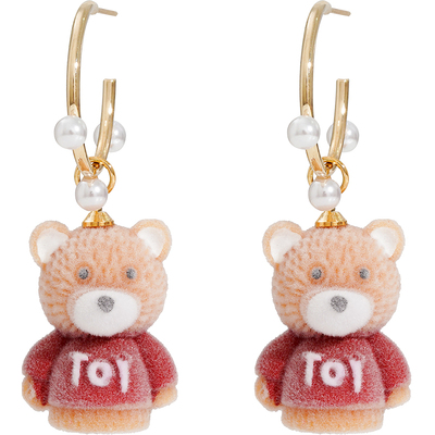 立体小熊软糖耳钉特别植绒动物