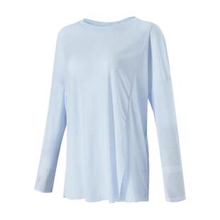 Beemen竹节纱瑜伽服女上衣遮臀宽松透气显瘦普拉提健身运动长袖夏