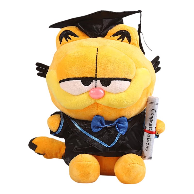 毕业袍公仔玩偶加菲猫宠物猫咪大中小学幼稚园畢業礼物定制印校章
