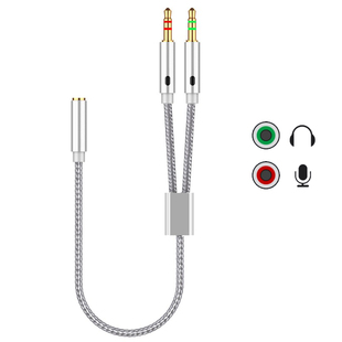 带麦克风手机单公插耳机耳麦转换器转接头双3.5mm母音频线二合一分二分线器笔记本台式电脑主机话筒音响网课