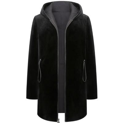 卡尼提双面穿进口貂绒连帽大衣