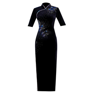 旗袍裙春秋季2025年新款中年女妈妈装长款晚礼服民族中国风有大码