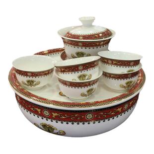 雅诚茶具6寸小号陶瓷旅行茶具套装家用骨瓷盖碗便携车载工夫茶杯