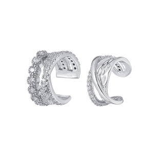 两件套多层锆石耳夹女轻奢小众高级感无耳洞耳骨夹酷帅耳环耳饰