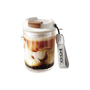 咖啡杯玻璃杯微波炉可加热外出携带杯子随行杯外带便携高颜值水杯