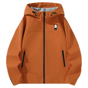 Hipanda你好熊猫防水防风连帽软壳冲锋衣男女款户外夹克春款外套