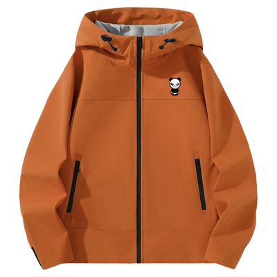 Hipanda你好熊猫防水防风连帽软壳冲锋衣男女款户外夹克加绒外套