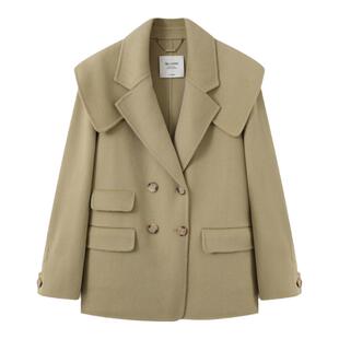 DTLANDO商场同款【双排扣全羊毛短款大衣】冬季高级感呢外套上衣