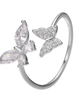 S925纯银满钻蝴蝶戒指