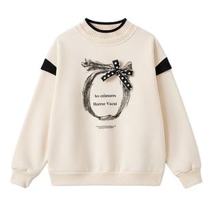 女大童冬季加绒加厚卫衣2025秋冬款新款初高中生少女休闲保暖上衣