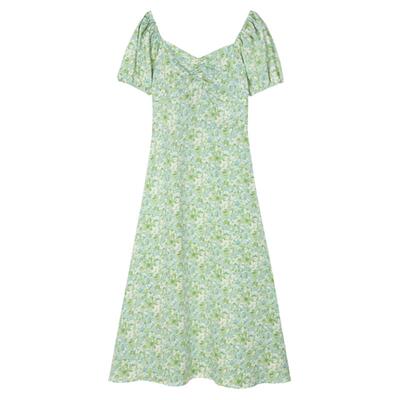 ROCO复古法式方领油画碎花连衣裙