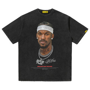 摇滚计划短袖巴特勒大头像美式复古篮球衣重磅透气短袖T恤vibe潮