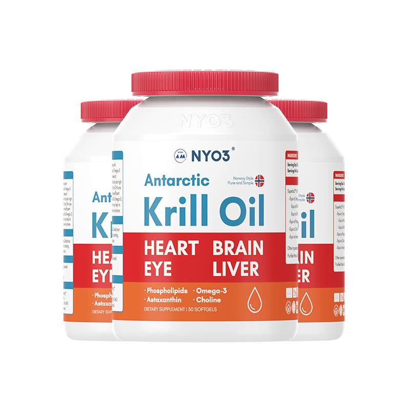 3瓶装】NYO3挪威建交70周年纪念版南极磷虾油磷脂鱼油升级Omega3