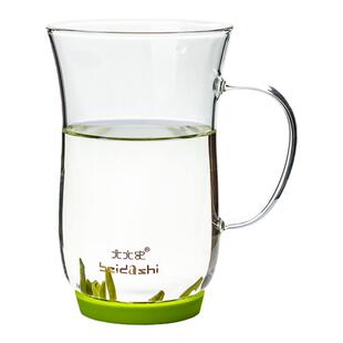 泡绿茶专用玻璃杯耐高温单层茶叶杯透明西湖龙井茶杯冲泡杯高级感