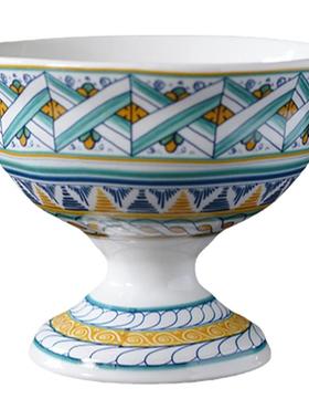 出口意大利陶瓷花卉高脚碗