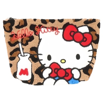 日系卡通猫咪豹纹手拿包小挂包